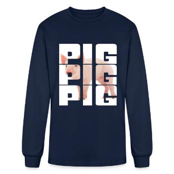 pig - Men's Long Sleeve T-Shirt - navy - Front