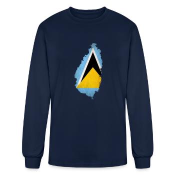 Saint Lucia Flag Map - Men's Long Sleeve T-Shirt - navy - Front