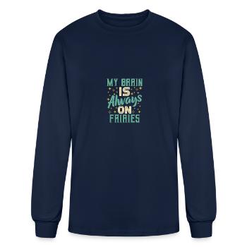 My Brain Is Always On Fairies Fantasy Magic - Men's Long Sleeve T-Shirt - navy - Front
