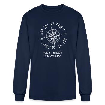 Key West Florida Longitude & Latitude Coordiantes Souvenir - Men's Long Sleeve T-Shirt - navy - Front
