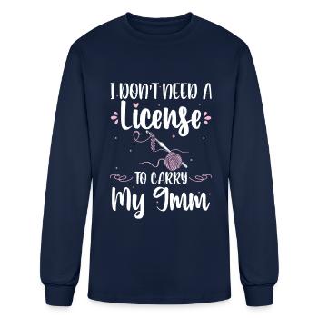 I Don't Need A License To Carry My 9mm Funny - Men's Long Sleeve T-Shirt - navy - Front