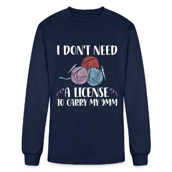 I Don't Need A License To Carry My 9mm Funny - Men's Long Sleeve T-Shirt - navy - Front