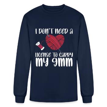 I Don't Need A License To Carry My 9mm Funny - Men's Long Sleeve T-Shirt - navy - Front