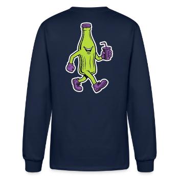 Lime Soda Bottle Mascot - Men's Long Sleeve T-Shirt - navy - Back