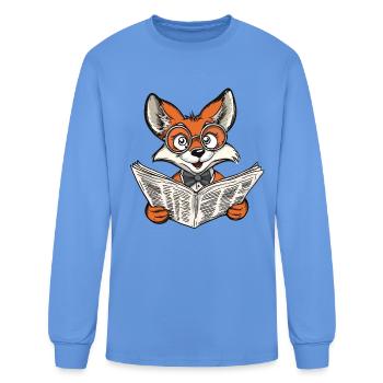 Fox Reading a Newspaper - Men's Long Sleeve T-Shirt - carolina blue - Front