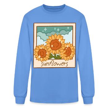 Sunflowers – Retro Polaroid Garden Art - Men's Long Sleeve T-Shirt - carolina blue - Front