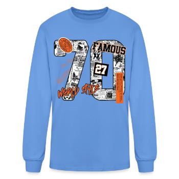 Vintage Newspaper Collage Graphic T-Shirt - Men's Long Sleeve T-Shirt - carolina blue - Front