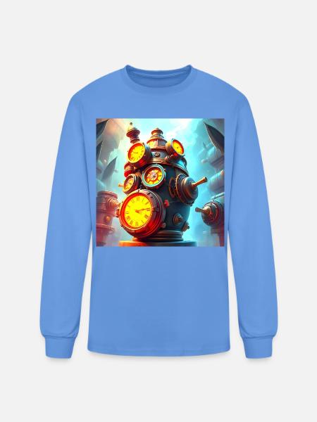 Clockwork Steam Engine - Men's Long Sleeve T-Shirt - carolina blue