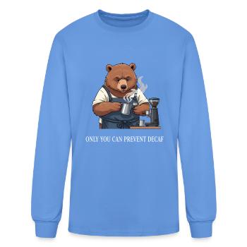 Rustic Bear Barista Illustration - Men's Long Sleeve T-Shirt - carolina blue - Front