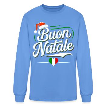 Buon Natale Italien de Noël - T-shirt à manches longues Homme - bleu caroline - Devant