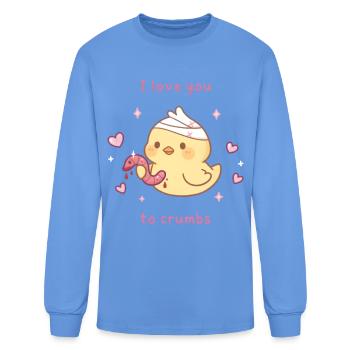 Crumbs Love Chick Illustration - Men's Long Sleeve T-Shirt - carolina blue - Front