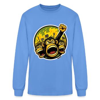 Caricature de protestation contre l’émeute des singes - T-shirt à manches longues Homme - bleu caroline - Devant