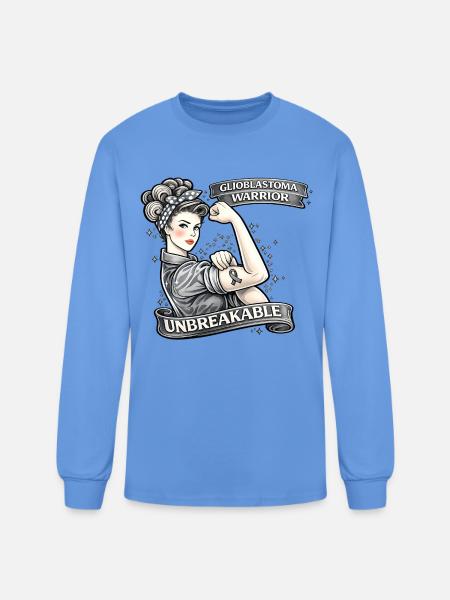 Glioblastoma Warrior: Unbreakable - Men's Long Sleeve T-Shirt - carolina blue