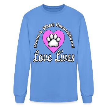 Unconditional Love Lives Paw Heart - Men's Long Sleeve T-Shirt - carolina blue - Front