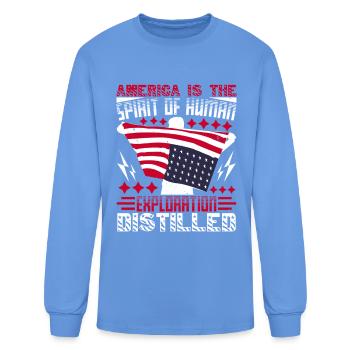 American Spirit Exploration Icon - Men's Long Sleeve T-Shirt - carolina blue - Front
