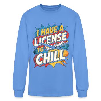 Pilote privé J’ai une licence Passionné d’aviation - T-shirt à manches longues Homme - bleu caroline - Devant