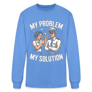 Pilote privé mon problème Mon pictogramme Papa Maman - T-shirt à manches longues Homme - bleu caroline - Devant