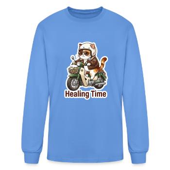 Healing Time with CIKO The Cool Cat Rider - Men's Long Sleeve T-Shirt - carolina blue - Front