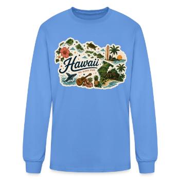 Vintage Hawaii Aloha State Travel Sticker - Men's Long Sleeve T-Shirt - carolina blue - Front