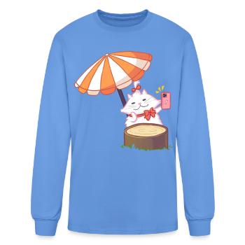 Selfie Queen Meow - Men's Long Sleeve T-Shirt - carolina blue - Front