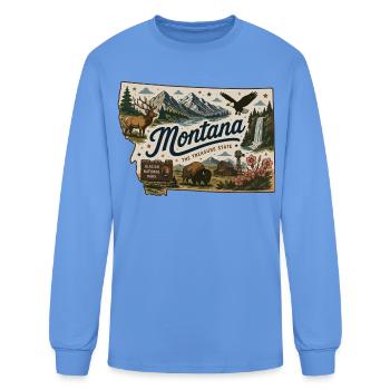 Autocollant de voyage vintage Montana Treasure State - T-shirt à manches longues Homme - bleu caroline - Devant