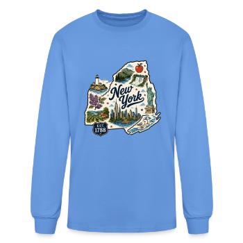 New York Vintage State Skyline Travel Sticker - Men's Long Sleeve T-Shirt - carolina blue - Front