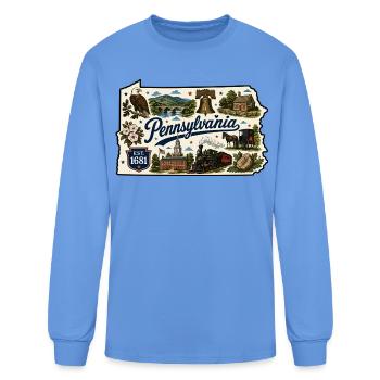 Pennsylvania Keystone State Vintage Sticker - Men's Long Sleeve T-Shirt - carolina blue - Front