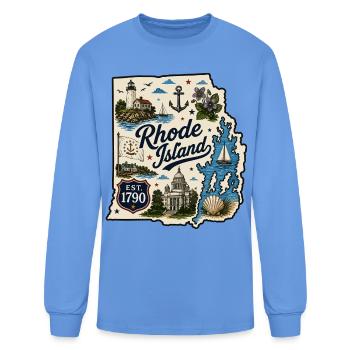 Autocollant vintage de Rhode Island Ocean State - T-shirt à manches longues Homme - bleu caroline - Devant