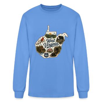 West Virginia Mountain State Vintage Sticker - Men's Long Sleeve T-Shirt - carolina blue - Front