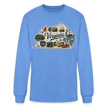 Virginia Old Dominion State Vintage Sticker - Men's Long Sleeve T-Shirt - carolina blue - Front