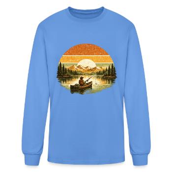 Sunset Catch Vintage Lake Fisherman - Men's Long Sleeve T-Shirt - carolina blue - Front