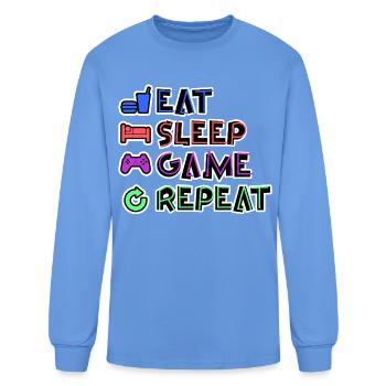 Eat Sleep Game Repeat Gaming for Gamers and Player - Men's Long Sleeve T-Shirt - carolina blue - Front