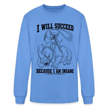 Je réussirai parce que Cat Rider dans Rhino Quest - T-shirt à manches longues Homme - bleu caroline - Devant