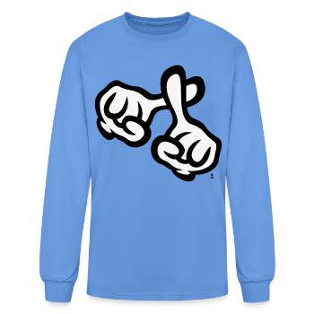 Crossed Fingers (Cross, Bible, Religion / POS 2C) - Men's Long Sleeve T-Shirt - carolina blue - Front