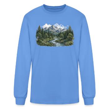 Emerald Mountain River Forest - Men's Long Sleeve T-Shirt - carolina blue - Front