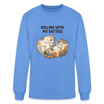 Rolling with My Fatties - Funny animals cat - Men's Long Sleeve T-Shirt - carolina blue - Front