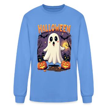 Halloween Ghost with Jack Lanterns - Men's Long Sleeve T-Shirt - carolina blue - Front