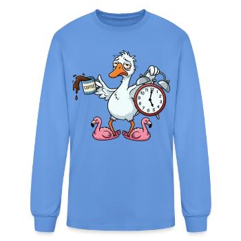 Drowsy Duck Alarm Coffee Chaos - Men's Long Sleeve T-Shirt - carolina blue - Front