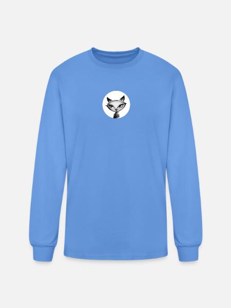 Whimsical Cat Bead Portrait - Men's Long Sleeve T-Shirt - carolina blue