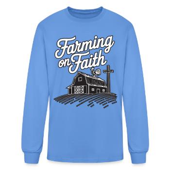 Farming on Faith - Men's Long Sleeve T-Shirt - carolina blue - Front