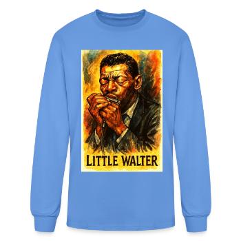 Blues Harmonica Portrait - Men's Long Sleeve T-Shirt - carolina blue - Front