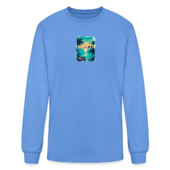 Tropical Sunset Palm Shore - Men's Long Sleeve T-Shirt - carolina blue - Front