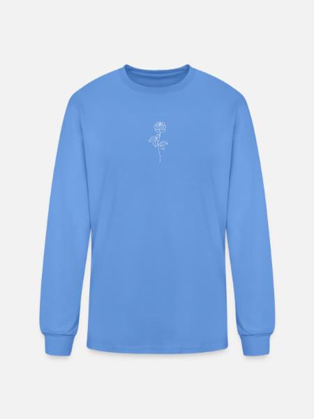 Minimalist Rose Line Art - Men's Long Sleeve T-Shirt - carolina blue