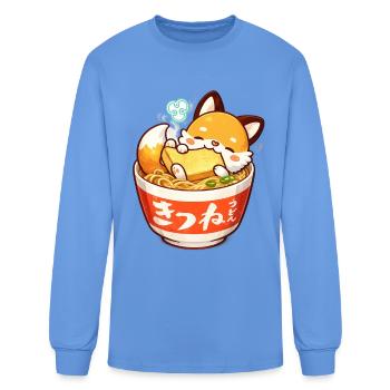 Kawaii Ramen Fox Snacking Bowl - Men's Long Sleeve T-Shirt - carolina blue - Front