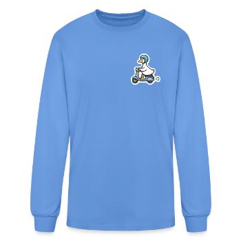 Duck on Scooter  - Men's Long Sleeve T-Shirt - carolina blue - Front