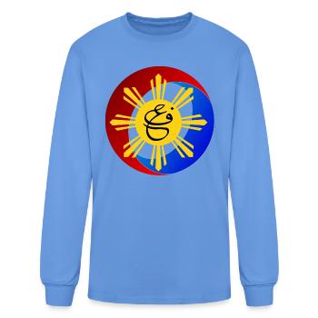 Sunburst Script in Philippine Palette - Men's Long Sleeve T-Shirt - carolina blue - Front
