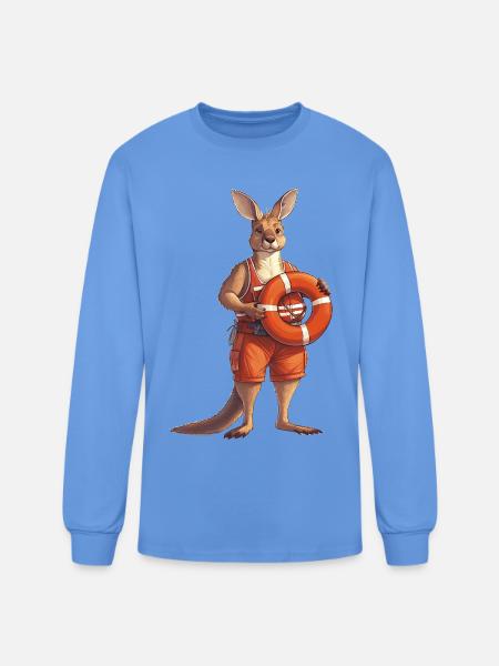 Lifeguard Kangaroo on Duty - Men's Long Sleeve T-Shirt - carolina blue