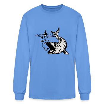 Poisson mange appât - T-shirt à manches longues Homme - bleu caroline - Devant