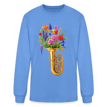 Tuba emitting floral notes - Men's Long Sleeve T-Shirt - carolina blue - Front