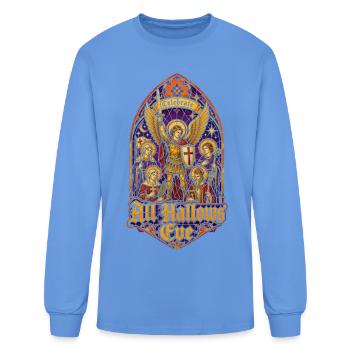 Celebrate All Hallows’ Eve Catholic Saints Stained - Men's Long Sleeve T-Shirt - carolina blue - Front